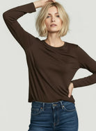 Soft Touch Semi Relaxed Long Sleeve Crewneck T-Shirt - BOATNECK 3/4 SLV - Majestic Filatures North America