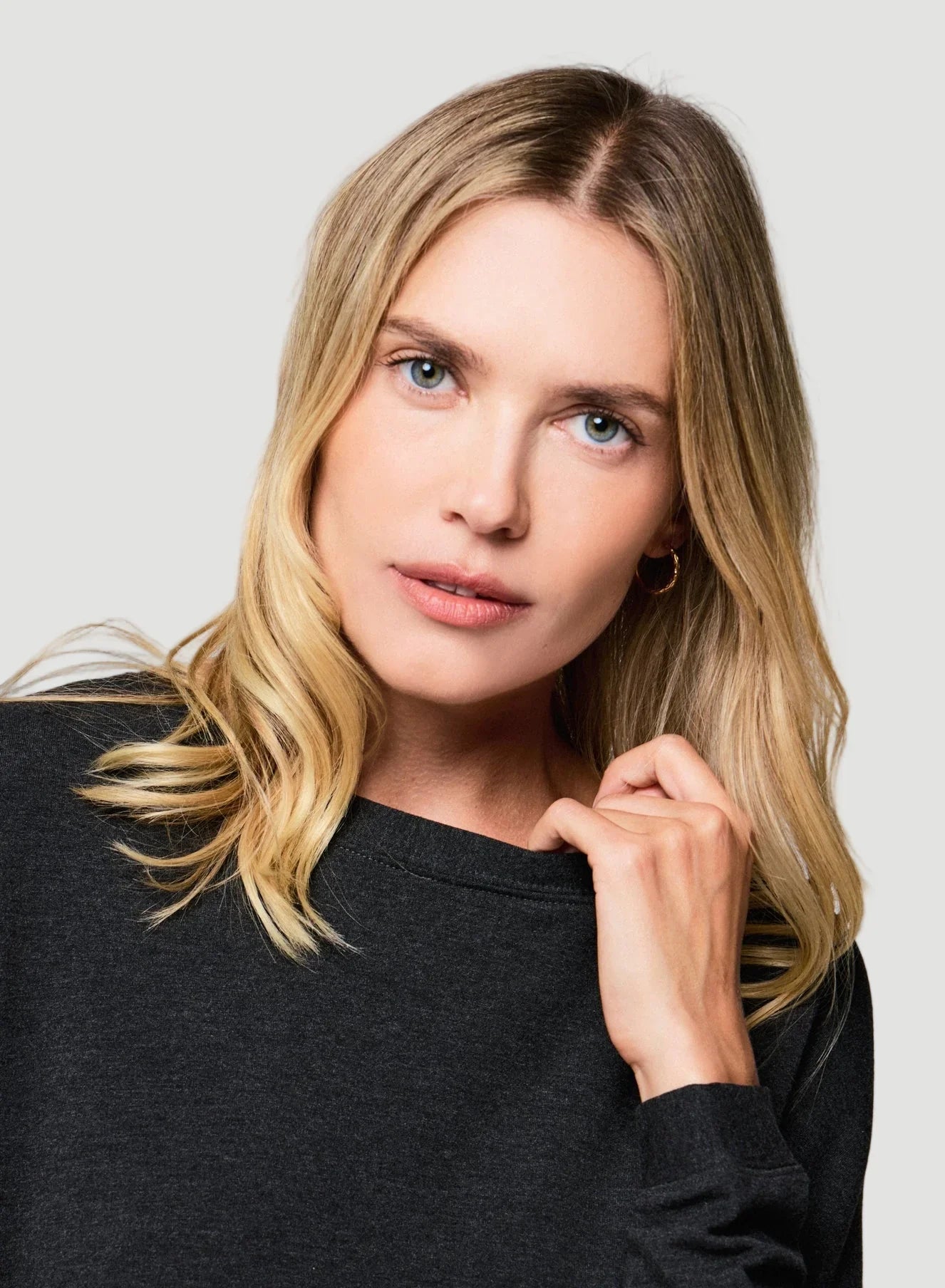 French Terry Semi Relaxed Long Sleeve Crewneck - CREWNECK L/S - Majestic Filatures North America