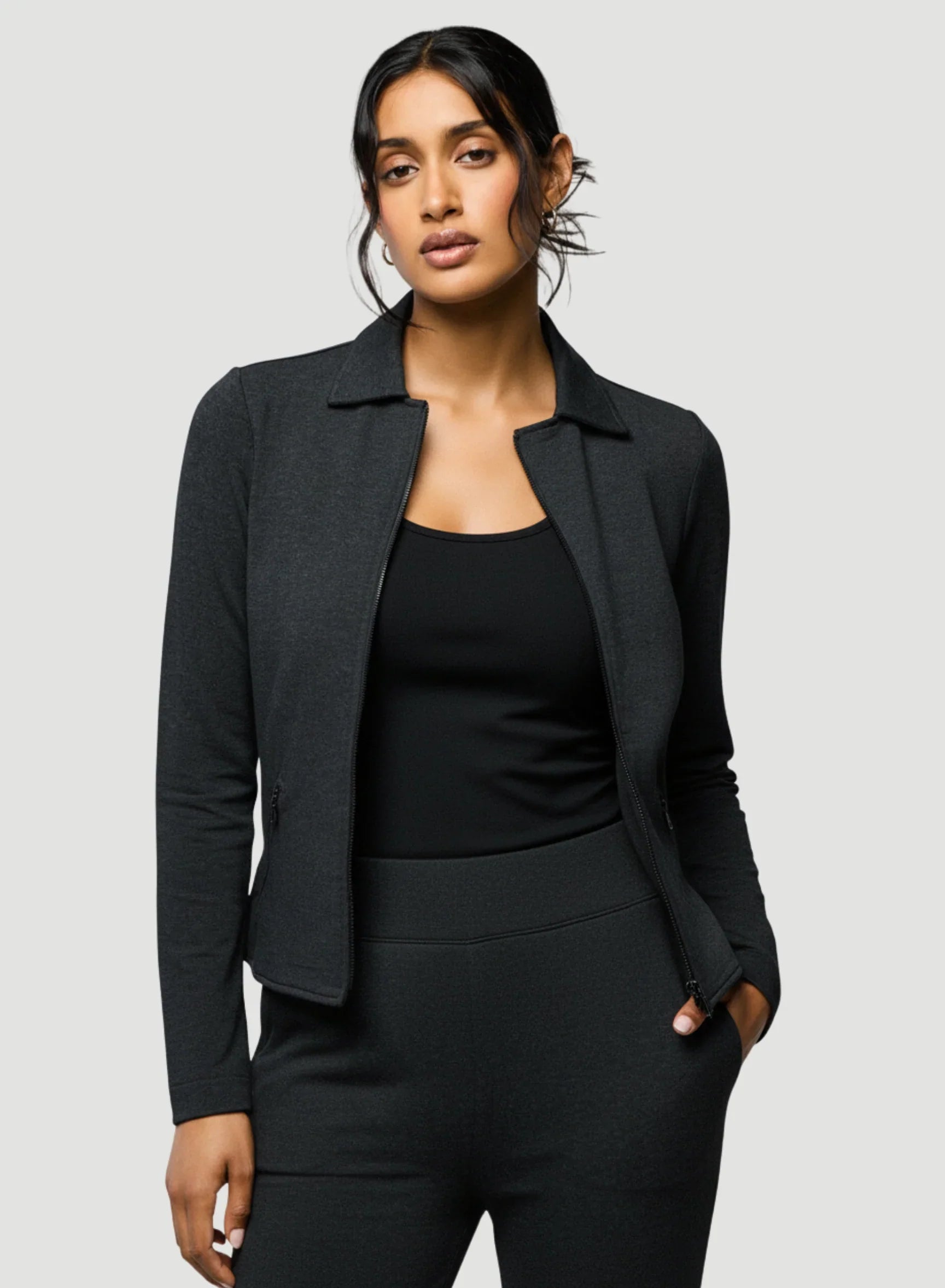 French Terry Brushed Fleece Moto Jacket - JACKET - Majestic Filatures North America