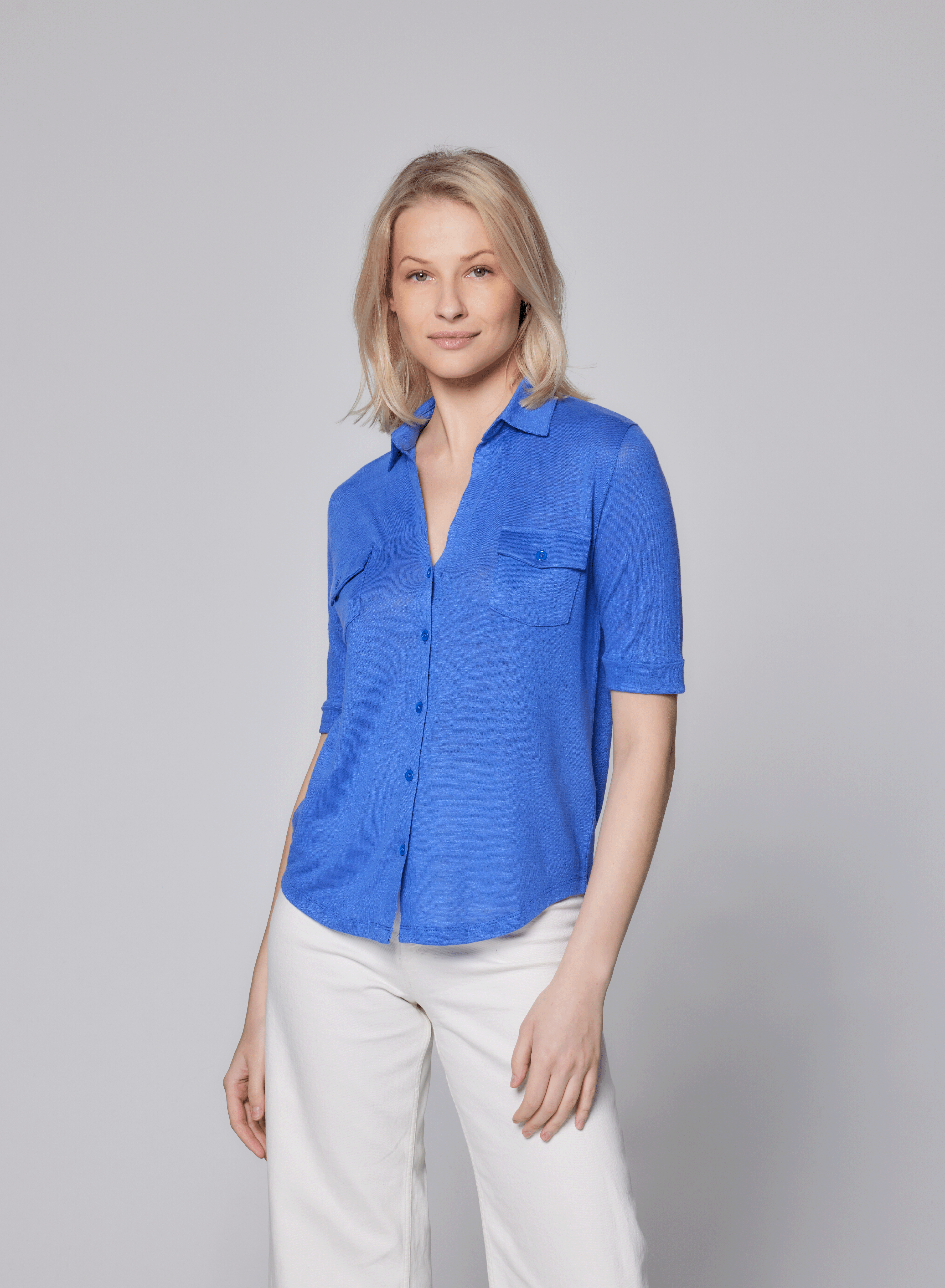 Stretch Linen 3/4 Sleeve Pocket Shirt - SHIRT - Majestic Filatures North America