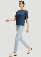 Stretch Linen Elbow Sleeve Semi Relaxed Crewneck T-Shirt - CREW ELBOW SLV - Majestic Filatures North America