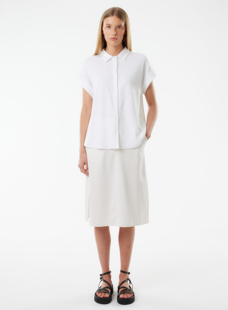 Stretch Linen Short Sleeve Shirt With Rolled Cuff - SHIRT - Majestic Filatures North America