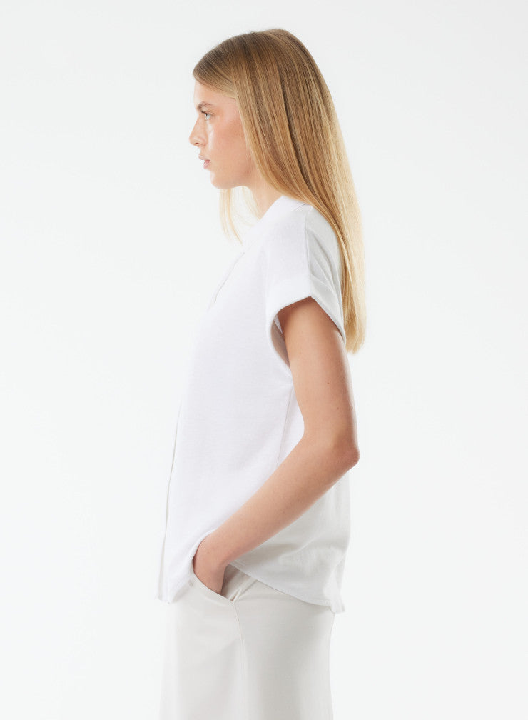 Stretch Linen Short Sleeve Shirt With Rolled Cuff - SHIRT - Majestic Filatures North America