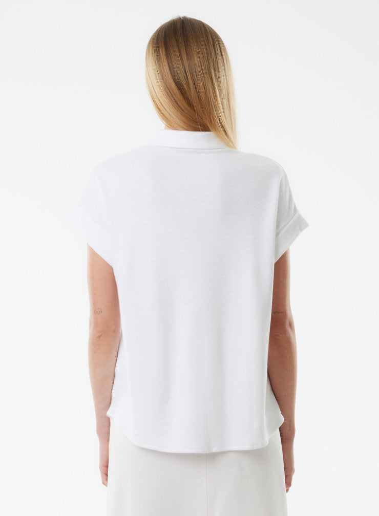 Stretch Linen Short Sleeve Shirt With Rolled Cuff - SHIRT - Majestic Filatures North America