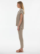 Stretch Linen Short Sleeve Shirt With Rolled Cuff - SHIRT - Majestic Filatures North America