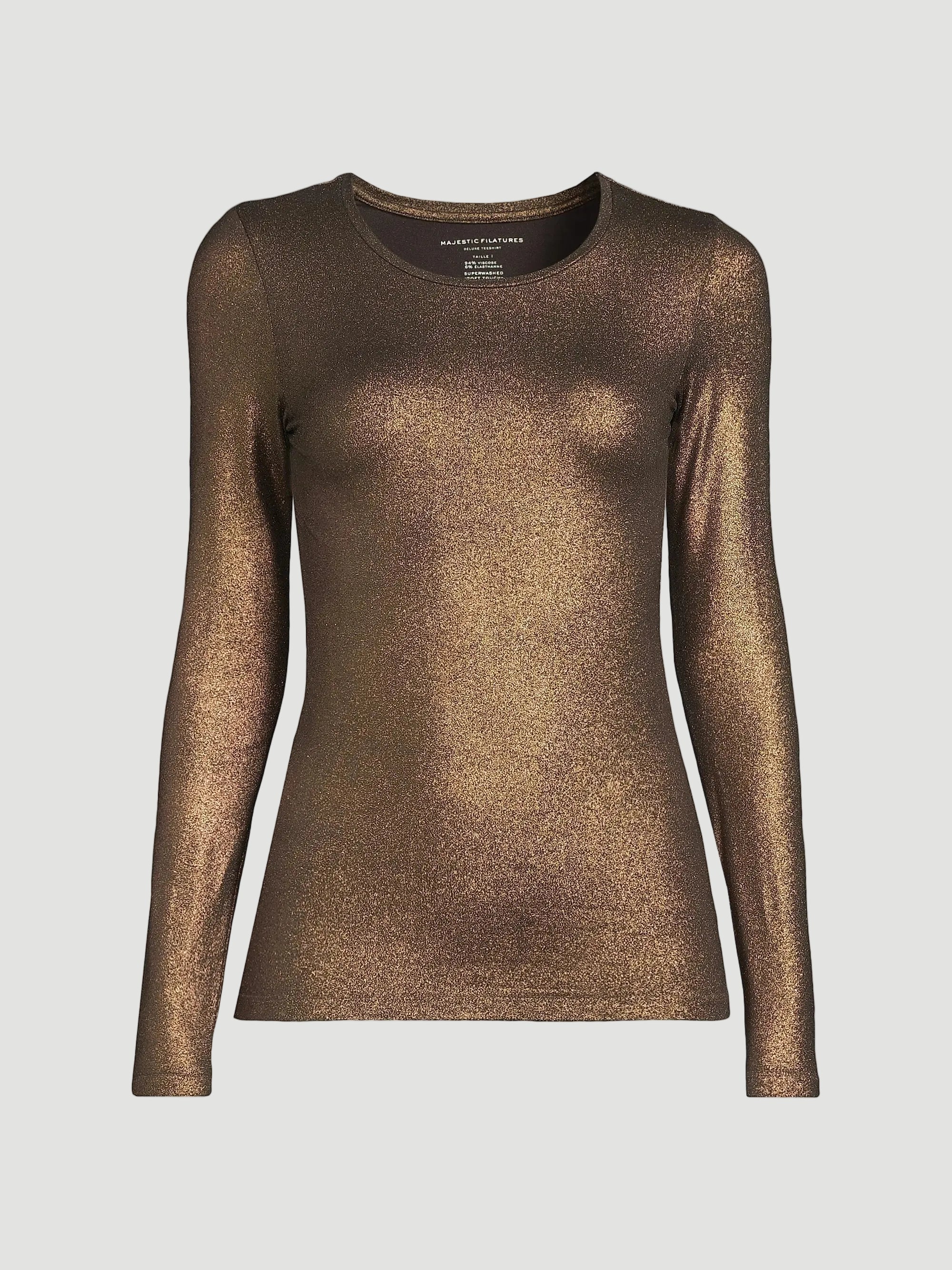 Soft Touch Metallic Long Sleeve Crewneck - CREWNECK L/S - Majestic Filatures North America