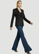 Soft Touch Metallic One Button Blazer - BLAZER - Majestic Filatures North America