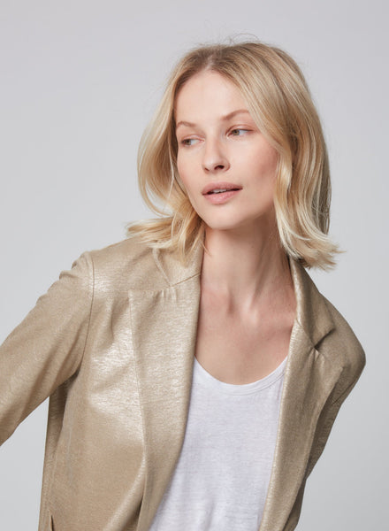 Stretch Linen Metallic One Button Blazer – Frances Kahn