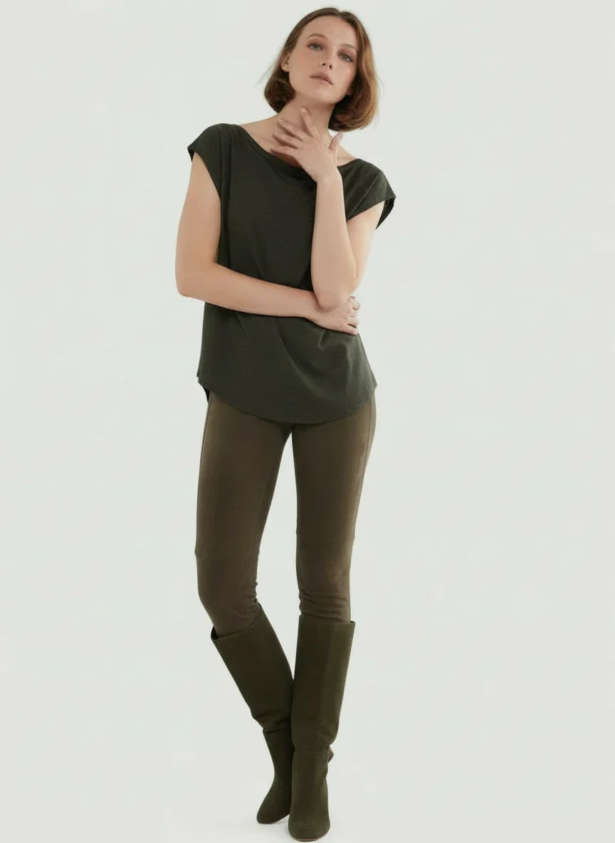 Lyocell Wool Cap Sleeve Boatneck Tank - TANK - Majestic Filatures North America