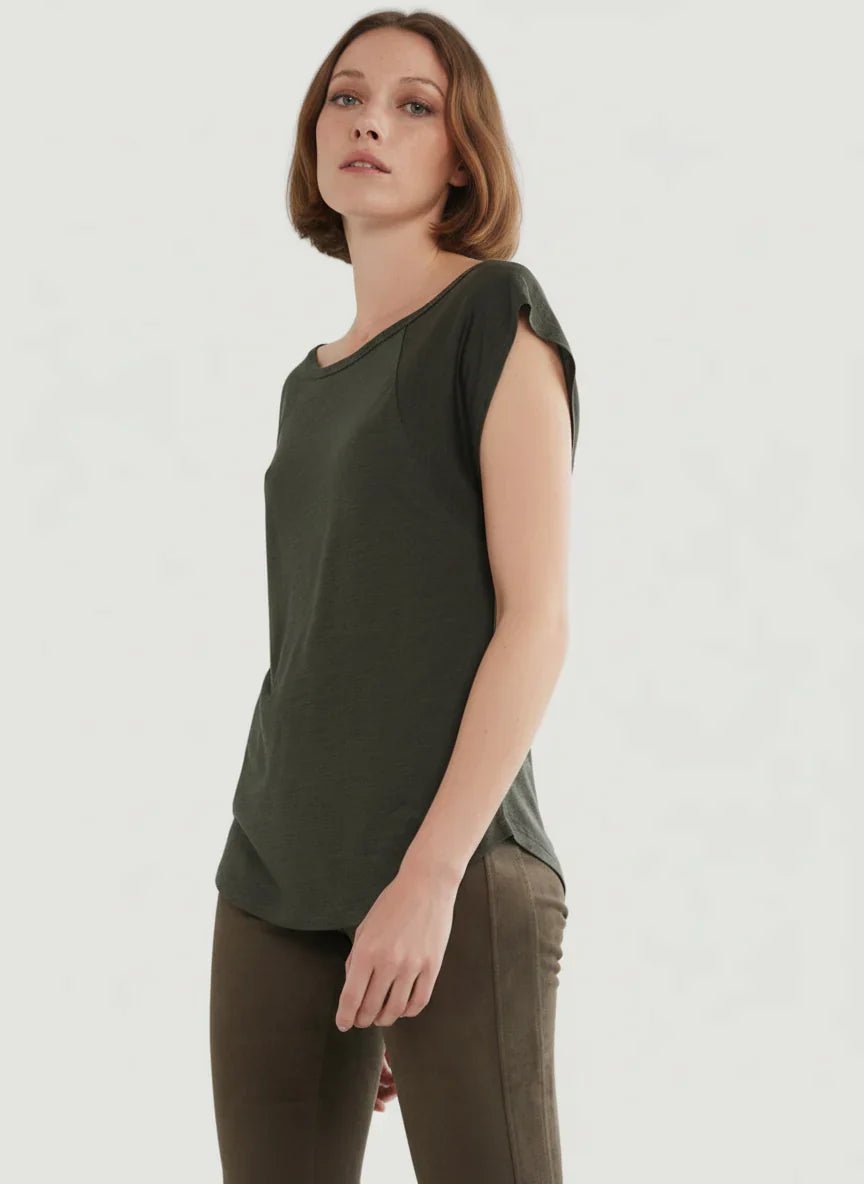 Lyocell Wool Cap Sleeve Boatneck Tank - TANK - Majestic Filatures North America