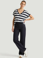 Cotton 'Silk Touch' Stripe Short Sleeve Semi-Relaxed V-Neck T-Shirt - V NECK S/S - Majestic Filatures North America