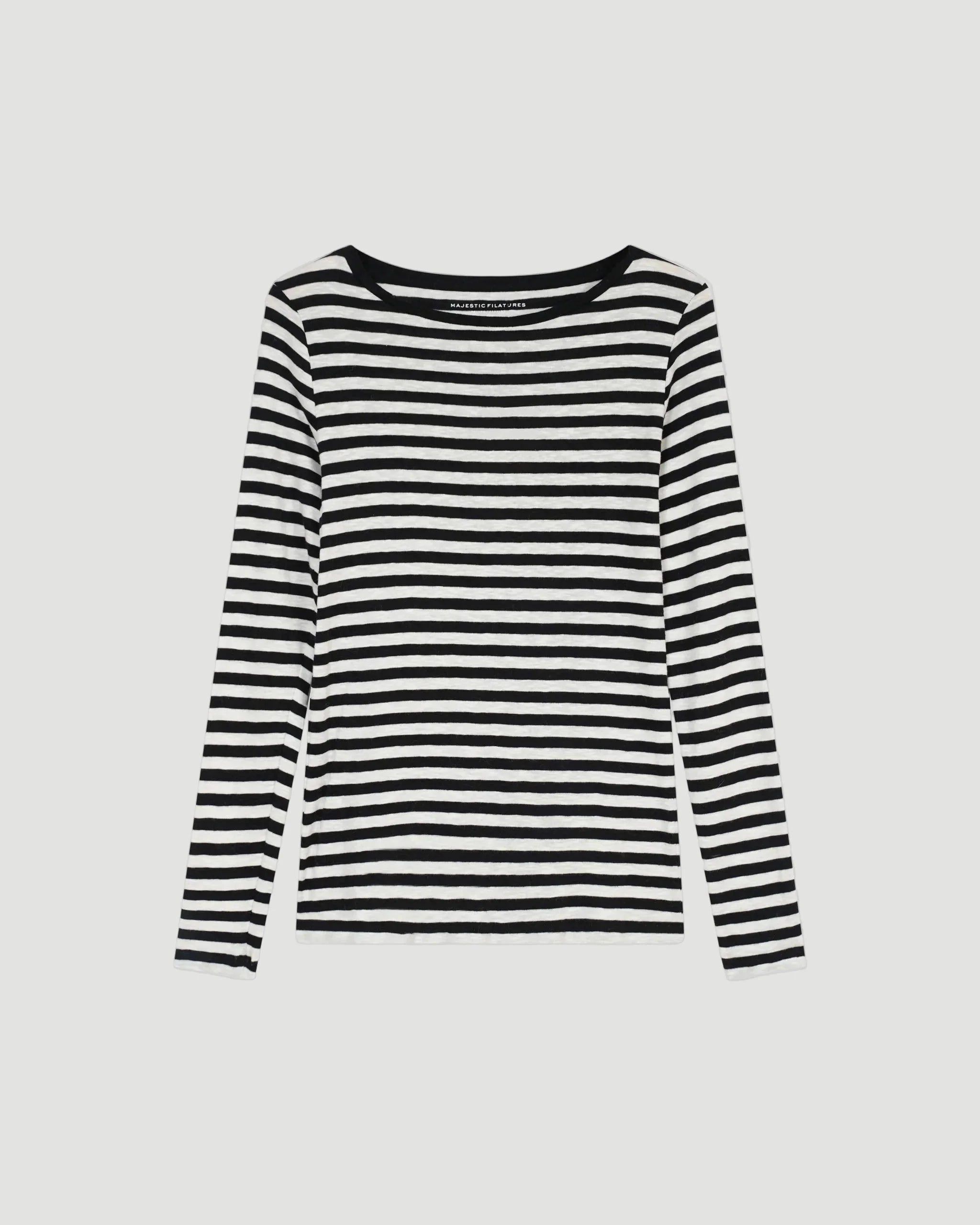 Deluxe Cotton Stripe Long Sleeve Crewneck T-Shirt - CREW L/S - Majestic Filatures North America