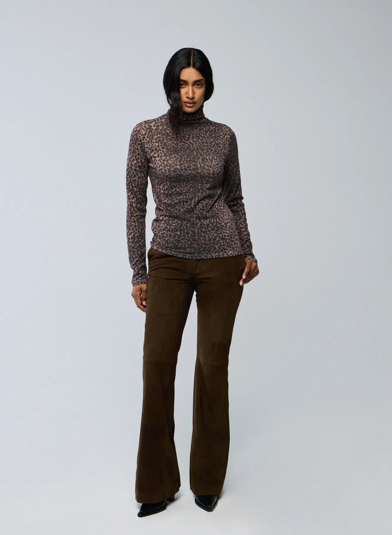 Cotton Cashmere Long Sleeve Leopard Novelty Turtleneck - TURTLENECK L/S - Majestic Filatures North America