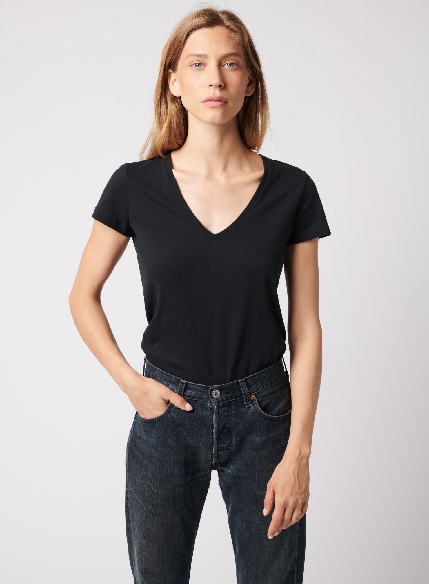 Cotton Silk Touch Short Sleeve V-Neck T-Shirt - V NECK S/S - Majestic Filatures North America