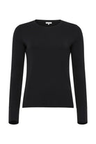 Flat lay shot of the Mayven Crewneck Top's contrast color button and tailored cuff detail.