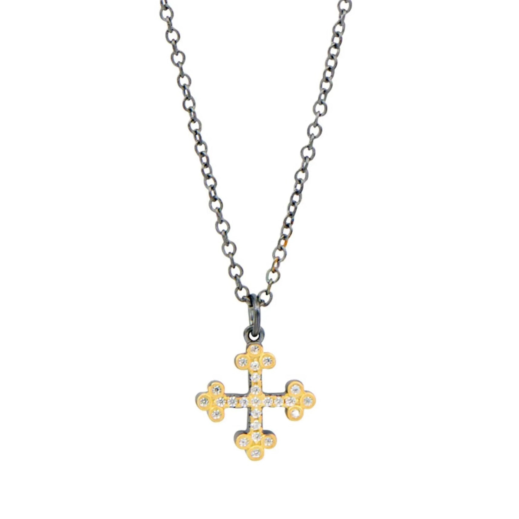 GoldBlack Cross Necklace FREIDA ROTHMAN NECKLACE