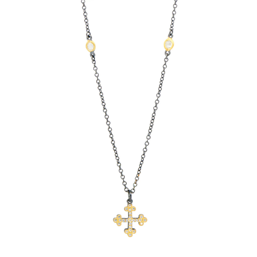 GoldBlack Cross Necklace FREIDA ROTHMAN NECKLACE