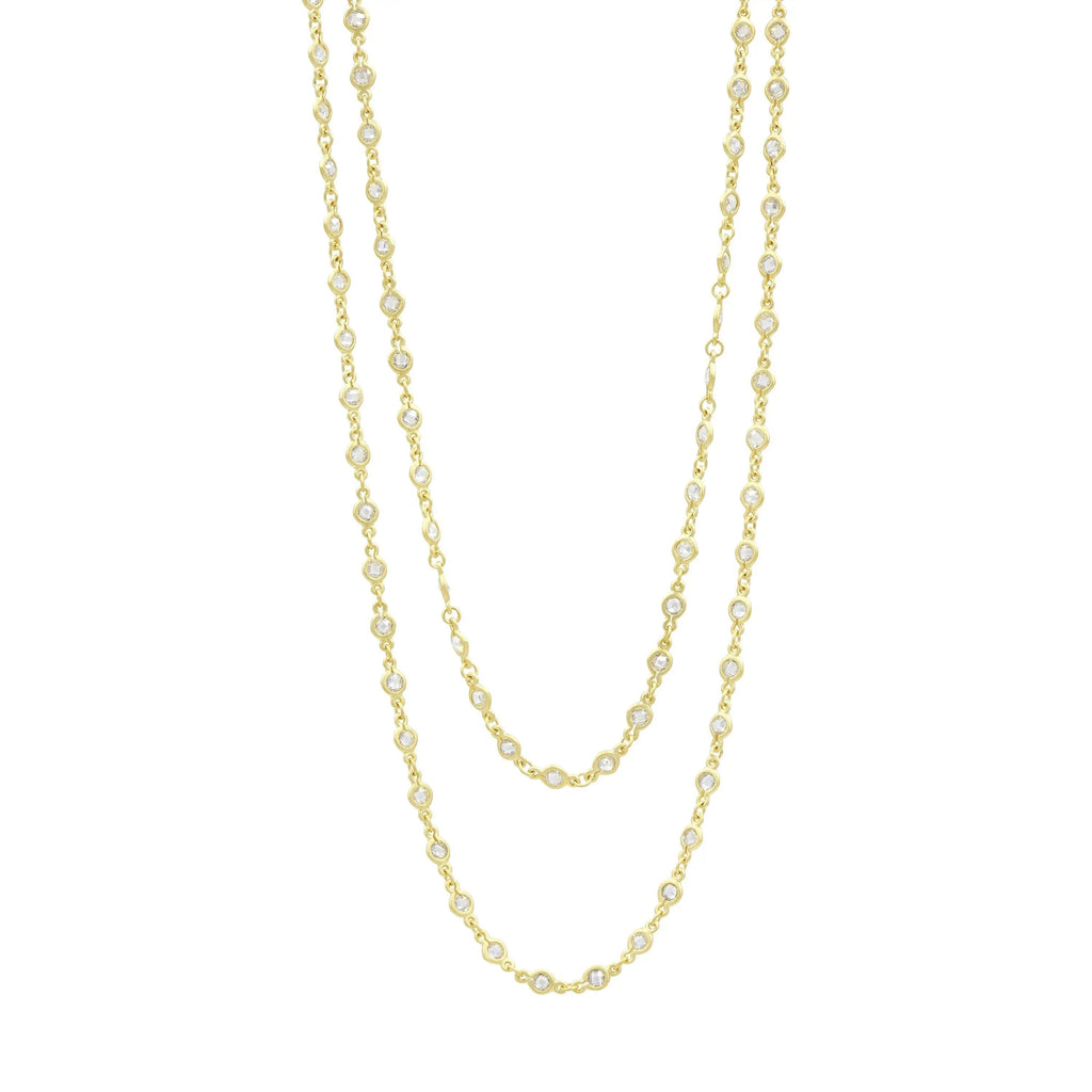 Gold Faceted Stones Wrap Chain Necklace Signature NECKLACE