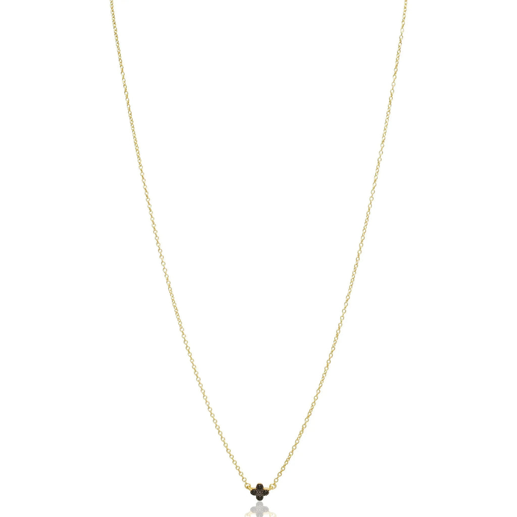 Black Pave Mini Clover Necklace - FREIDA ROTHMAN