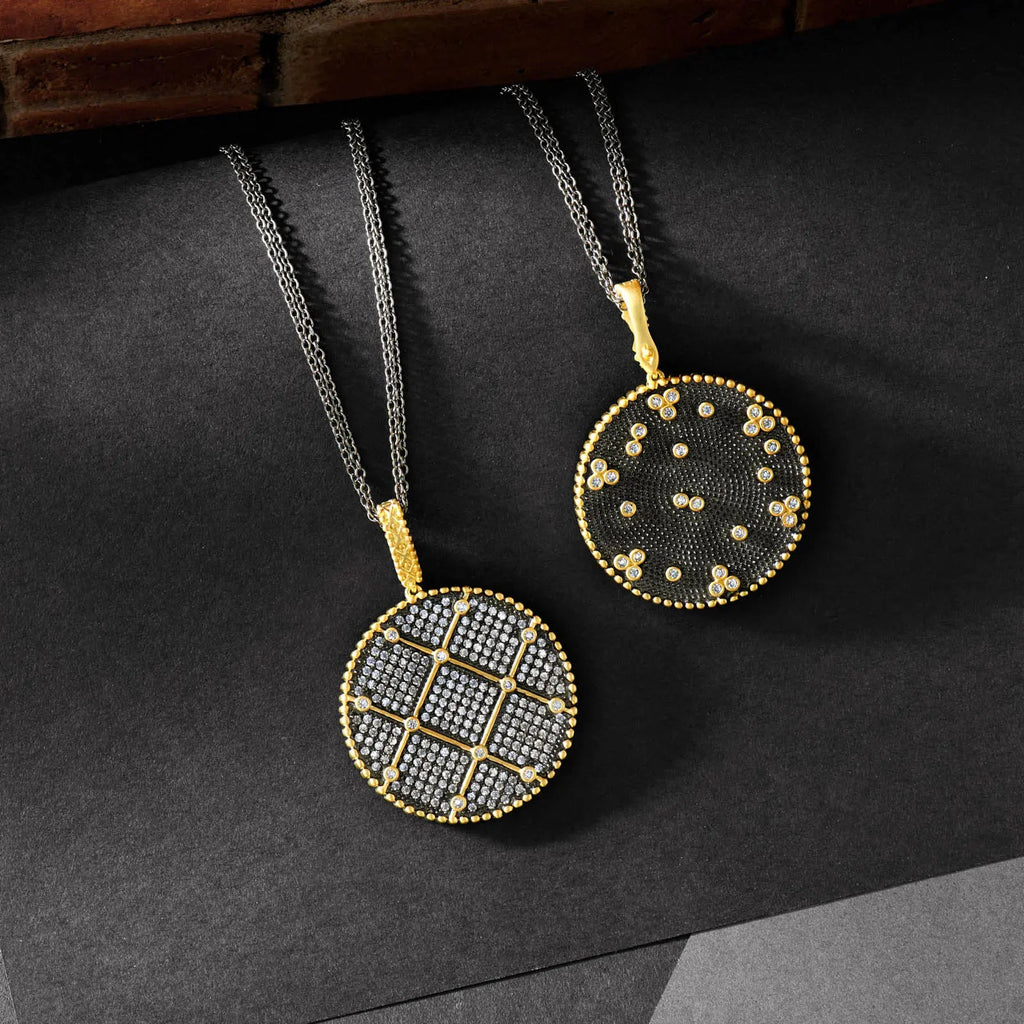 Signature Double Sided Pendant Necklace Signature NECKLACE  #finish_gold-and-black