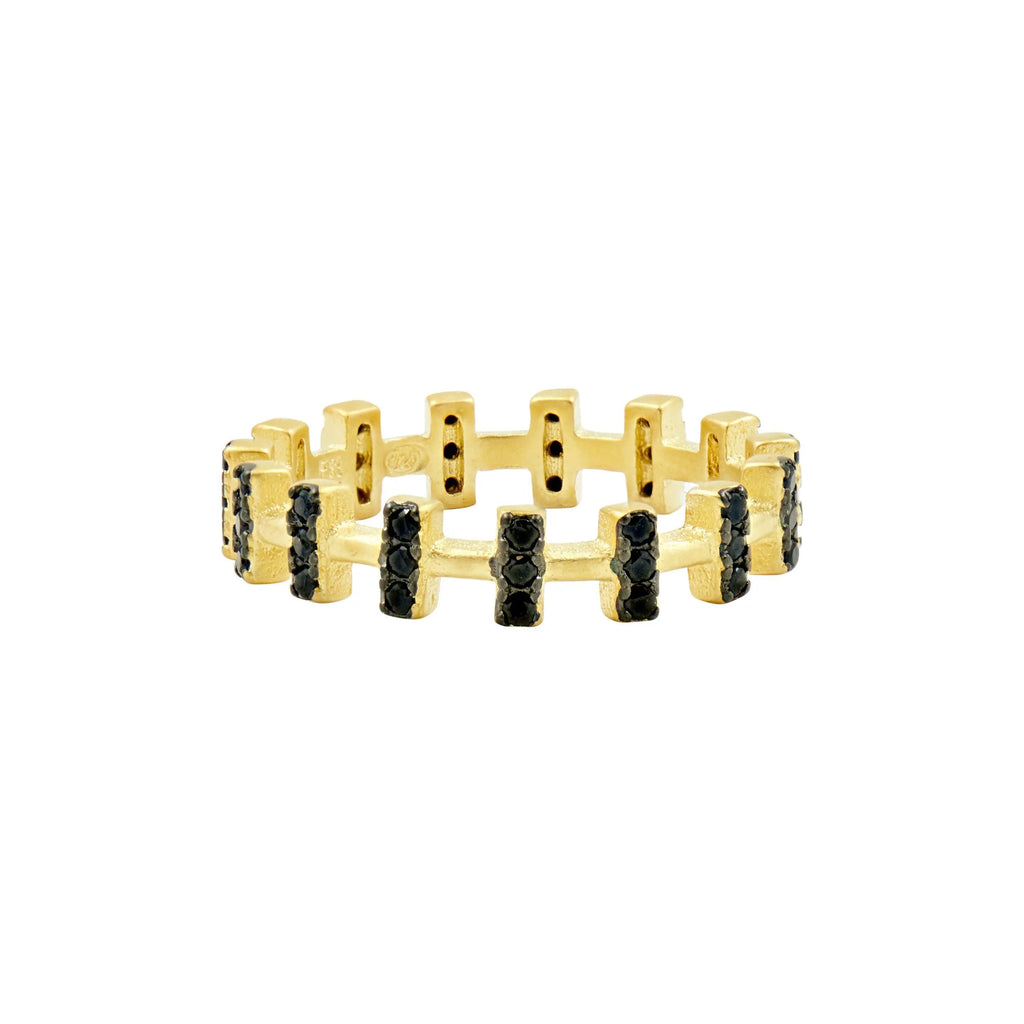 9 FREIDA ROTHMAN Handset Black Stone Bar Ring RINGS FOR STACKING RING