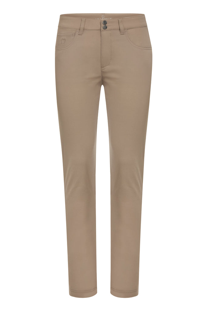 The Best Travel Pants. Flat Lay of the Luisa Skinny Jean Pant in Khaki