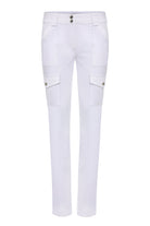 The Best Travel Cargo Pants. Flat Lay of the Kate Skinny Cargo Pant in White