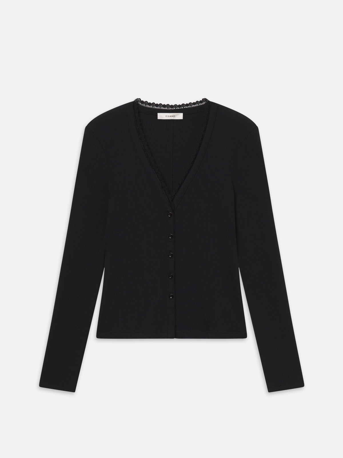 The Rib Trim Cardi Black