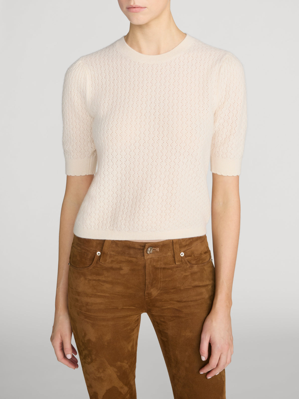 The Gathered Honeycomb Sweater Cream