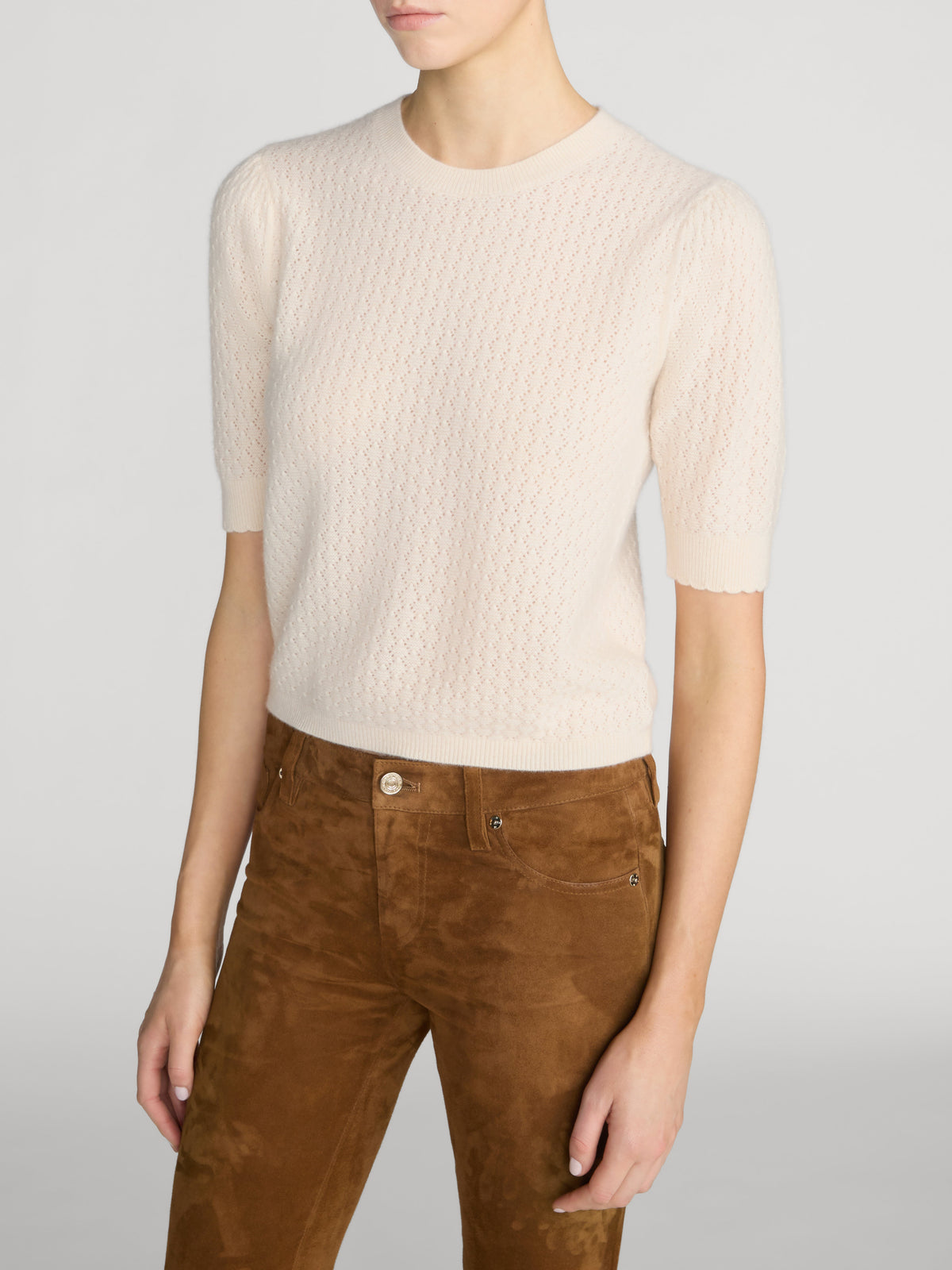 The Gathered Honeycomb Sweater Cream