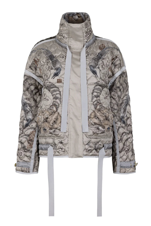 ZOUYU, CRY THE DEER QUILTED SILK REVERSIBLE JACKET CLAY/BONE