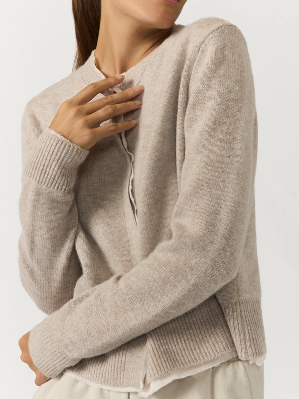 The Archie Layered Cardi Gravel Stone Melange
