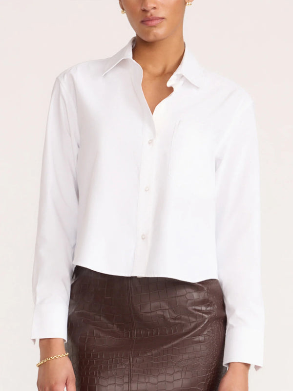 The Everyday Cropped Shirt Salt White