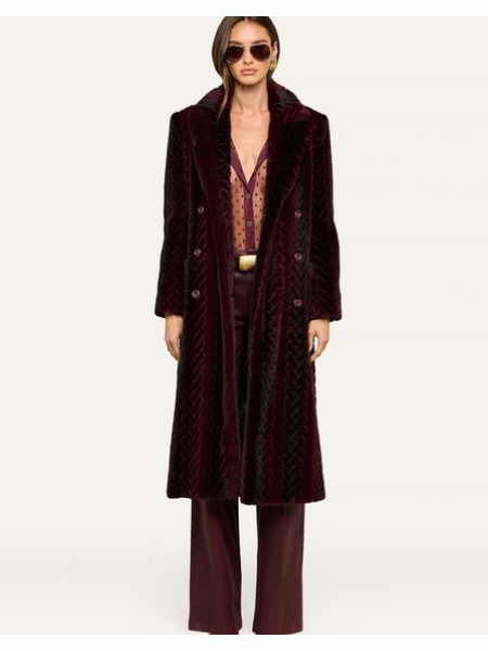 Icelyn Faux Fur Coat Burgundy