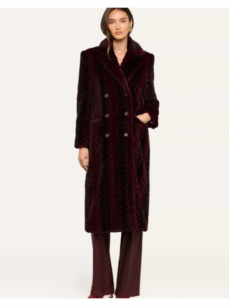 Icelyn Faux Fur Coat Burgundy