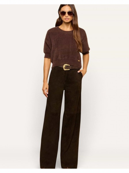Livvy Suede Trouser Coffee Bean