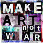The Make Art Not War scarf by SUZI ROHER features bold, colorful block letters on a textured abstract background. Printed on luxurious modal silk, this accessory is proudly made in Italy.