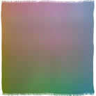 The SUZI ROHER Morning Has Broken v.02 woven blanket, made in Italy, features fringed edges and a soft gradient of pastel pink, lavender, green, and blue blending like a shifting cloud.