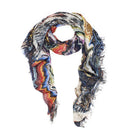 Multicolored scarf with abstract pattern on a white background