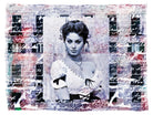 Kim - The Notorious Landlady" by SUZI ROHER features a vintage-style portrait of a glamorous Italian actress in a low-cut dress, layered with handwritten script and textures over blurred building windows.