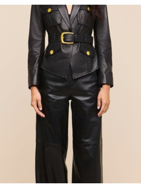 Wisteria Leather Blazer Black