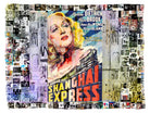 Kim - Marlene Dietrich by SUZI ROHER: a vibrant collage showcases a vintage Shanghai Express poster with Marlene Dietrich's portrait, framed by a mosaic of black-and-white film and pop culture imagery.