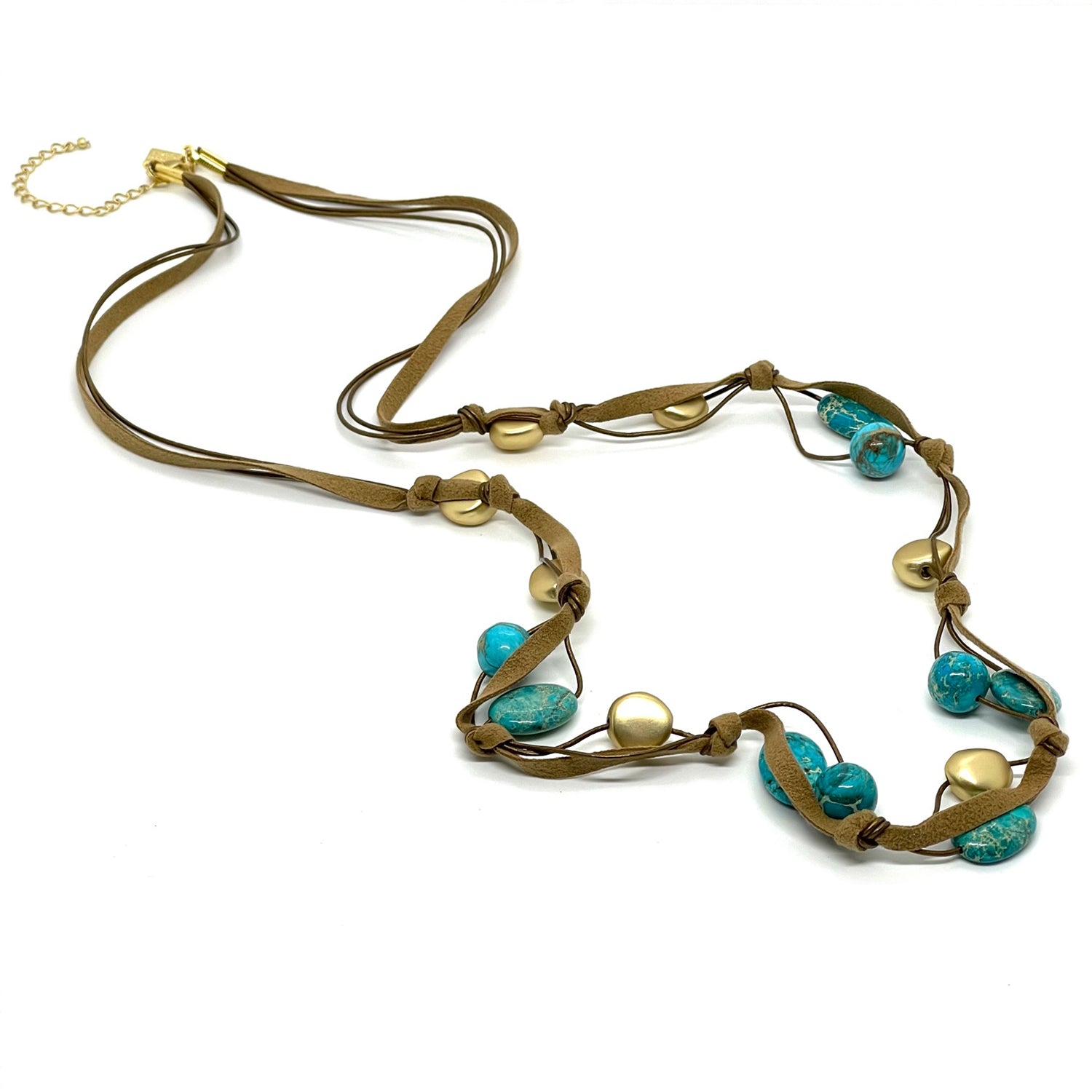 Buy Gorgeous Deborah Grivas golden tone with blue stones and crystal necklace